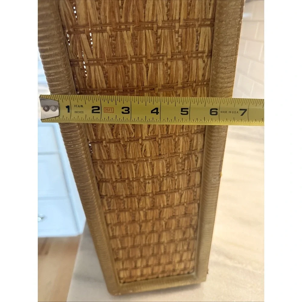 Vintage Woven Rattan Wicker Tan 2 Tier‎ Hanging Wall Shelf Bathroom Cottagecore